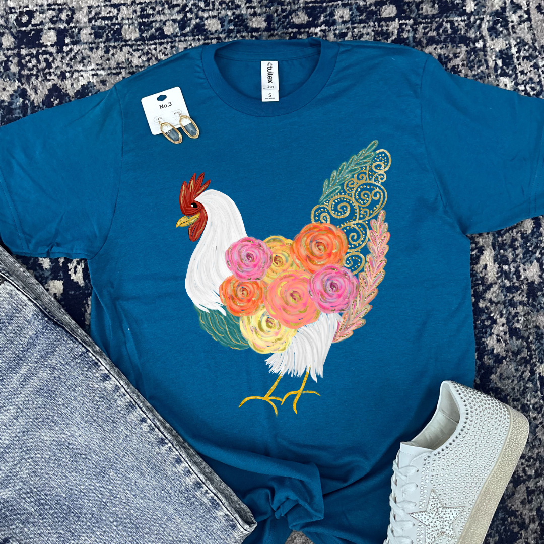 Floral Chicken Graphic Tee