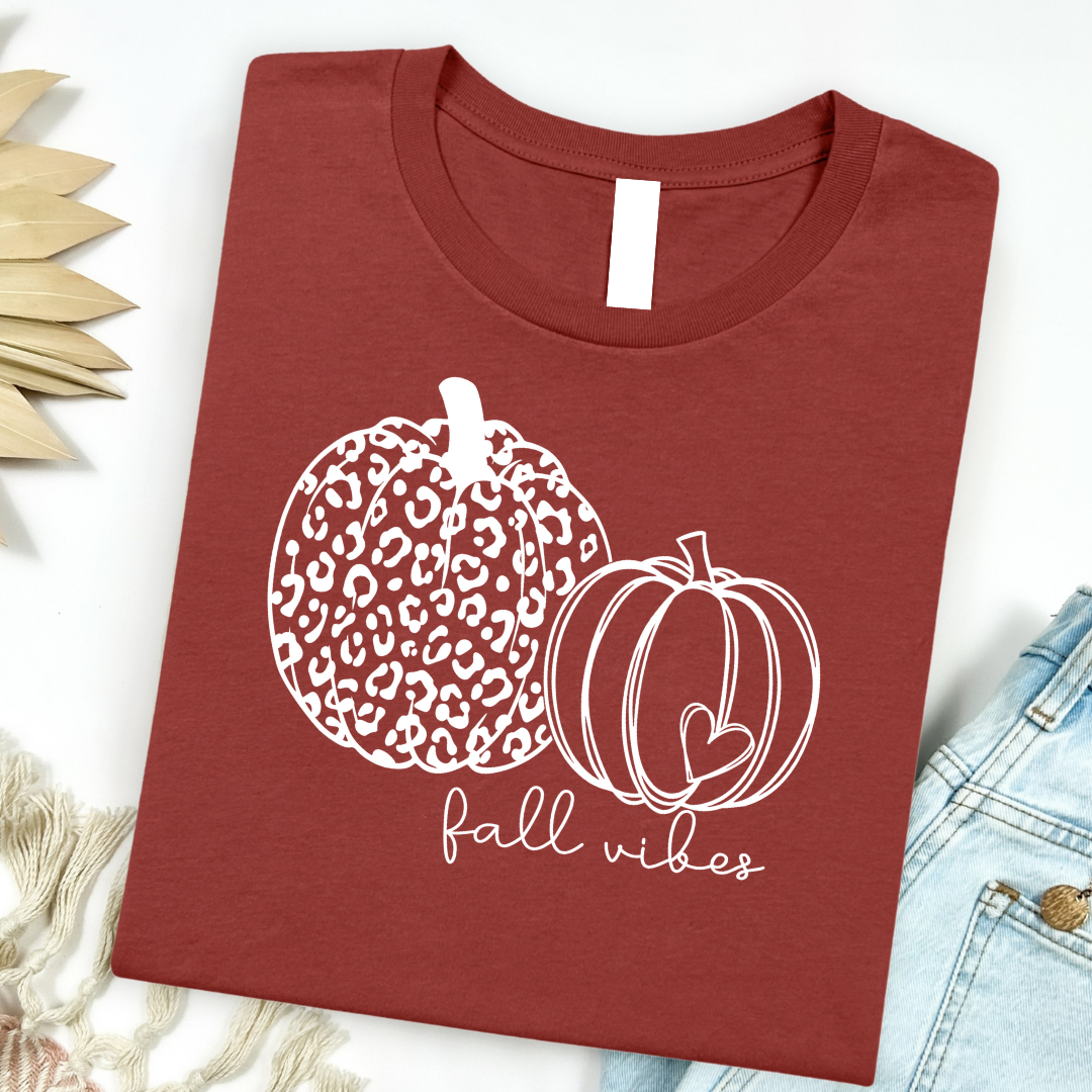 Fall Vibes Leopard Pumpkin Graphic Tee
