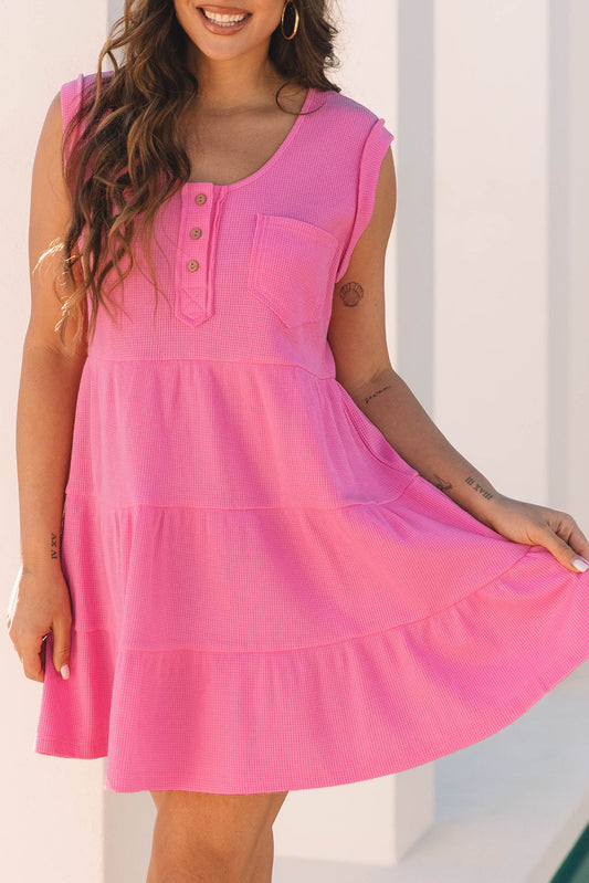 Pink Waffle Knit Sleeveless Dress February.