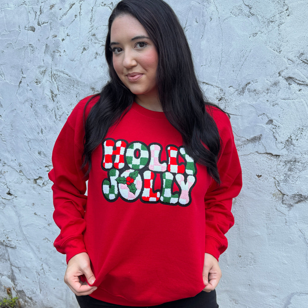 Holly Jolly Patch Graphic Crewneck