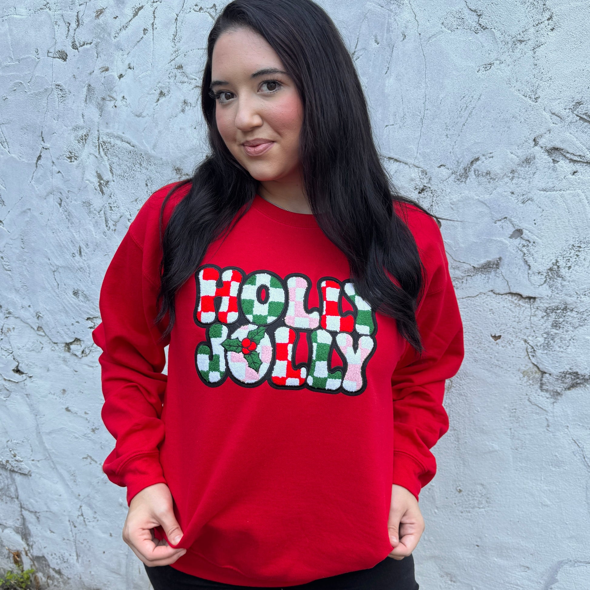 Holly Jolly Patch Graphic Crewneck