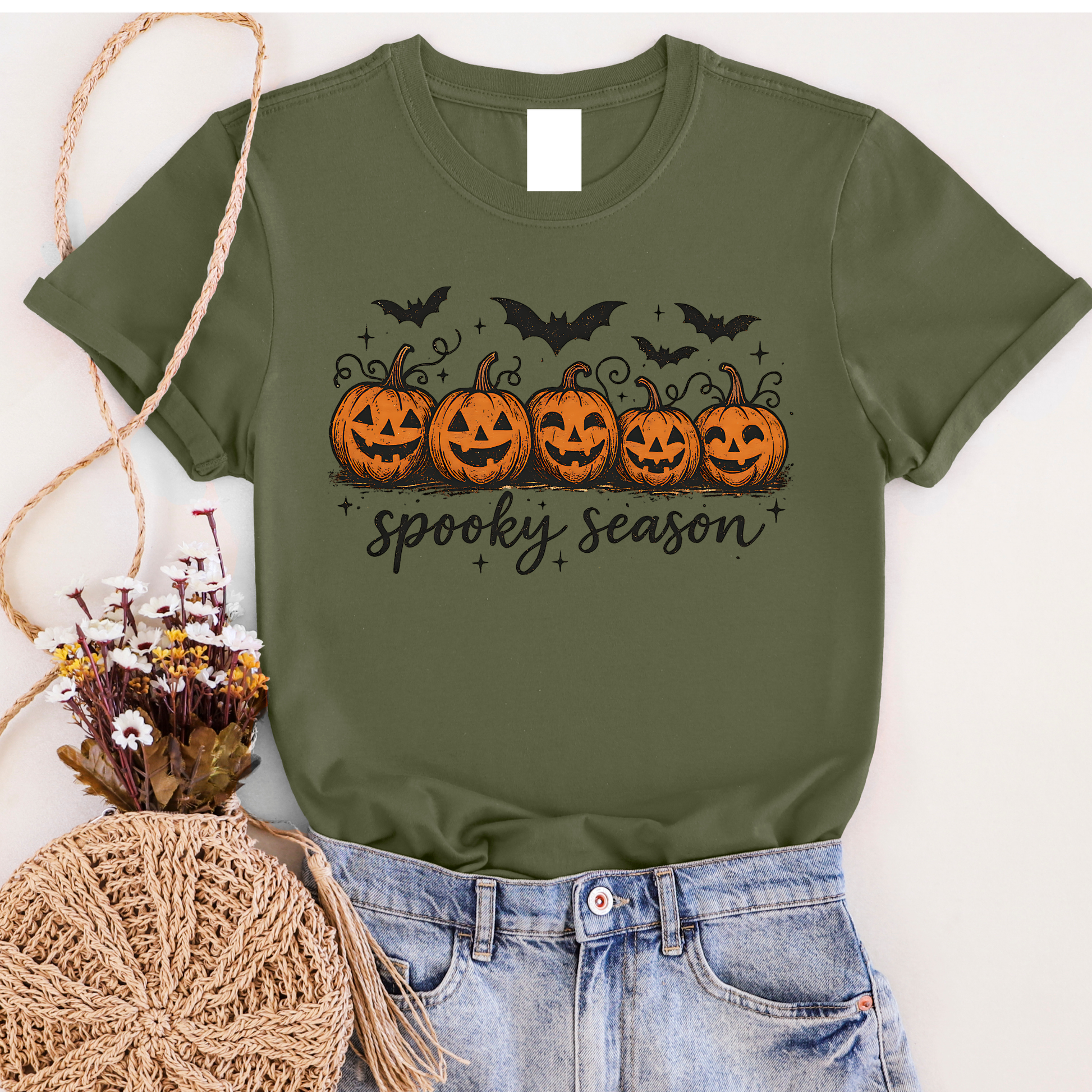 Spooky Season Jack & Bats Graphic Tee