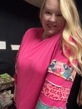 Pink Patchwork Floral Plus Size Pullover