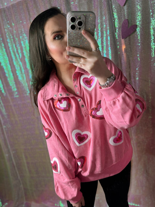 Sequin Heart Pullover