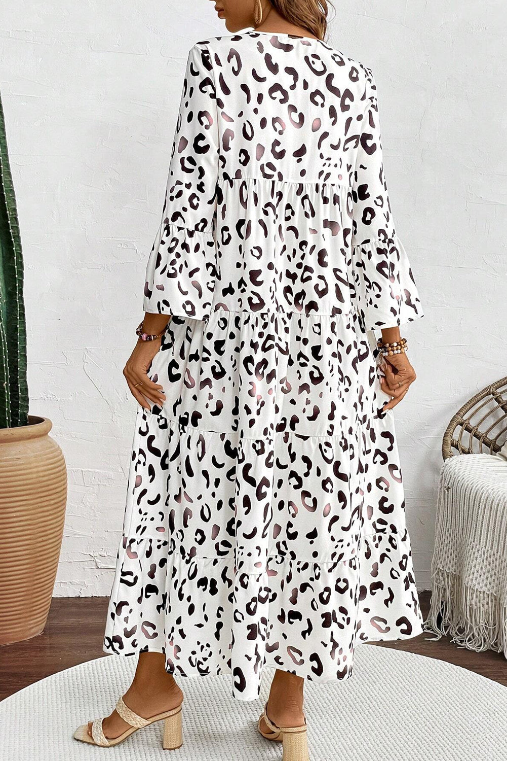 White Leopard Print Maxi Dress February.