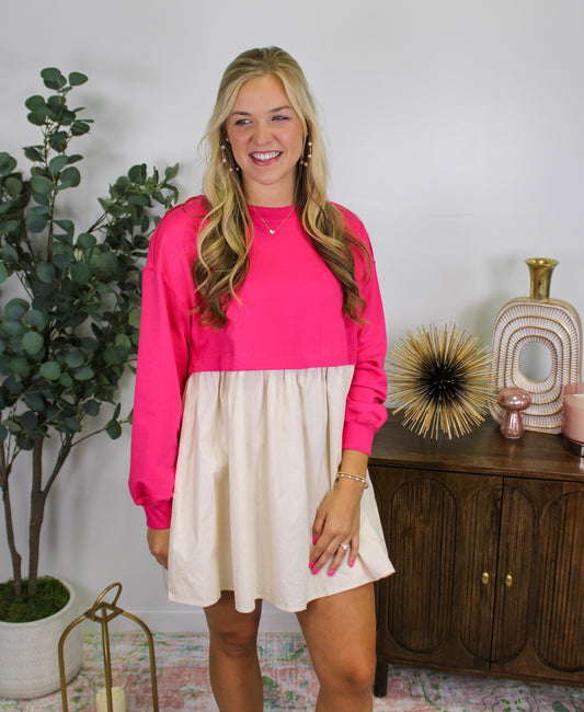 Pink Sweatshirt Dress RTS