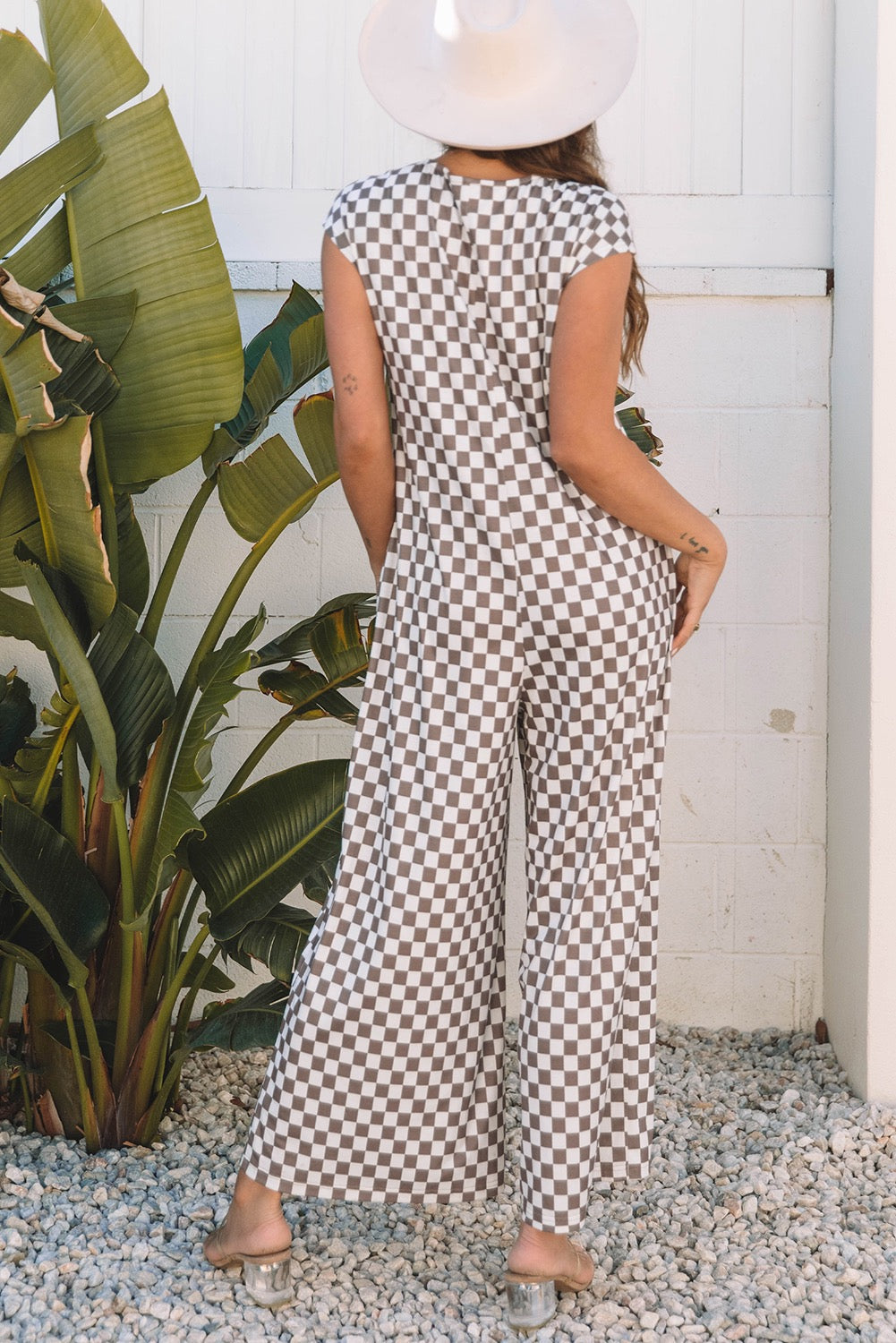 Khaki Checkered Jumpsuit LT