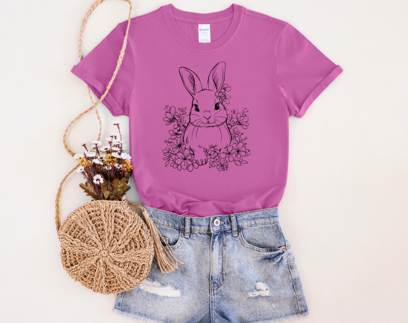 Spring Outline Bunny Graphic Tee