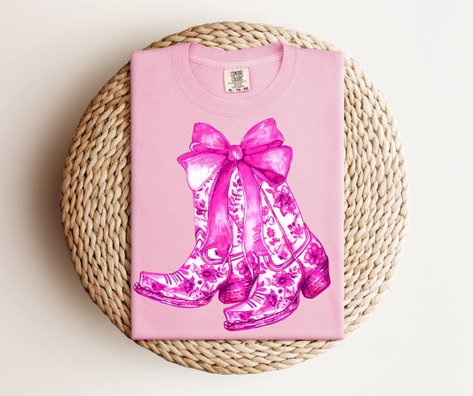 Pink Floral Boots TEE.