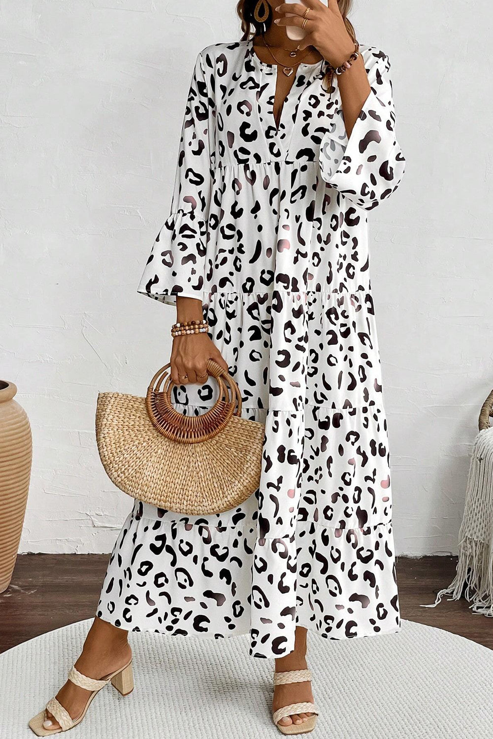 White Leopard Print Maxi Dress February.