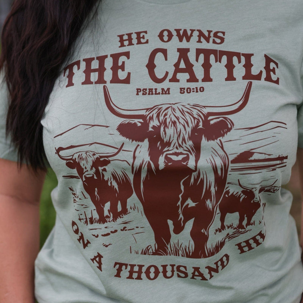 FestiviTees Women - Apparel - Shirts - T-Shirts He Owns the Cattle Psalm 50:10 Soft Graphic Tee