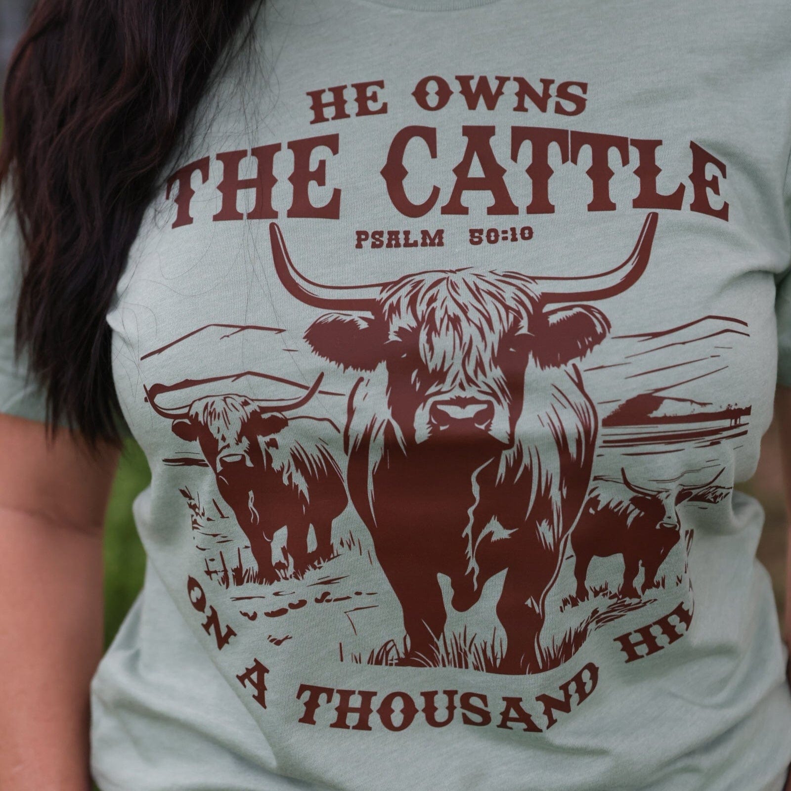 FestiviTees Women - Apparel - Shirts - T-Shirts He Owns the Cattle Psalm 50:10 Soft Graphic Tee